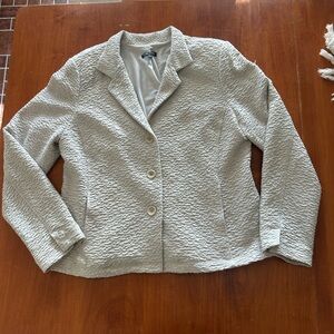 Eileen Fisher Cream Textured Three-Button Blazer